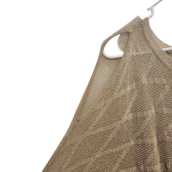 Lane Bryant Knit Lightweight Cold Shoulder Blouse Top Glitter Beige Size 14/16 - Picture 4 of 9